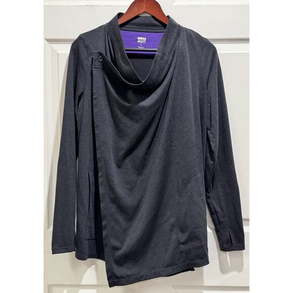 Dover Saddlery Riding Sport Equestrian Gray Wool Blend Wrap Cardigan Coatigan L - Picture 1 of 8